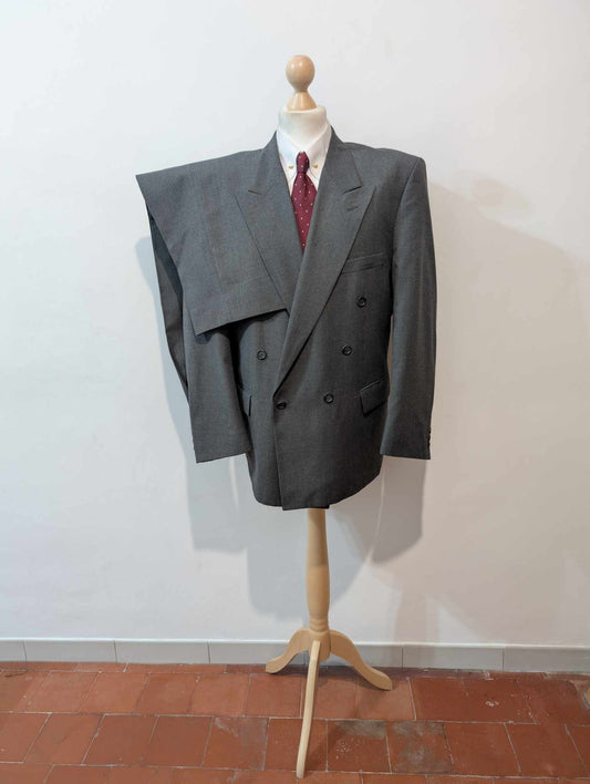 Classique costume croisé gris en laine