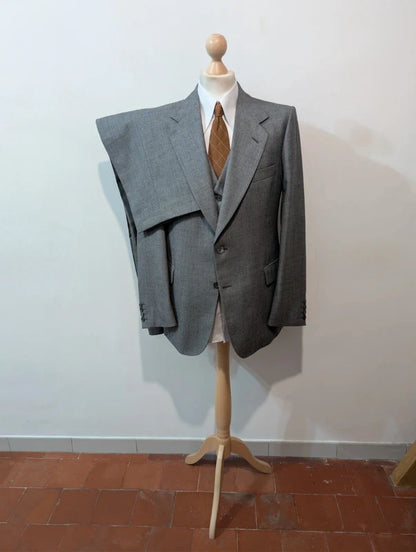 Élégant costume 3 pièces gris en laine