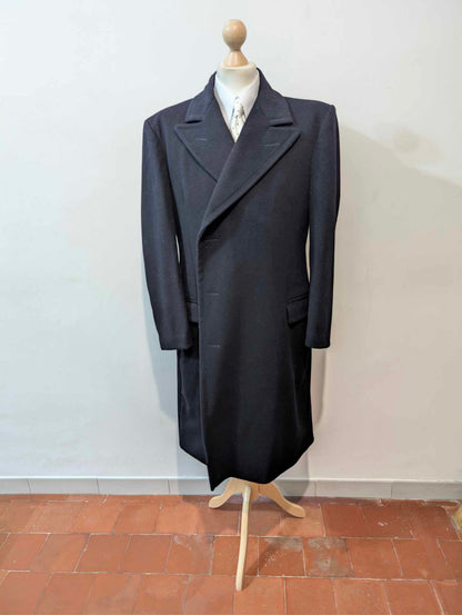 Robuste manteau croisé bleu marine en laine