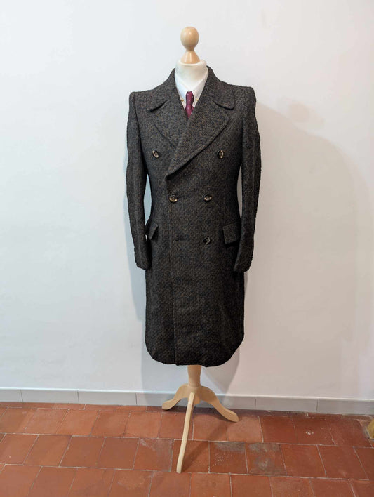 Élégant manteau marron en tweed