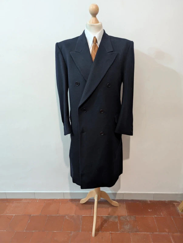 Legendärer marineblauer Zweireihermantel aus Wolle