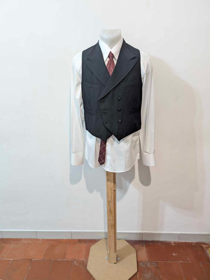 Schwarzer doppelreihiger Wollcardigan