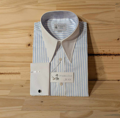 Chemise Winchester à rayures bleues col en pointe
