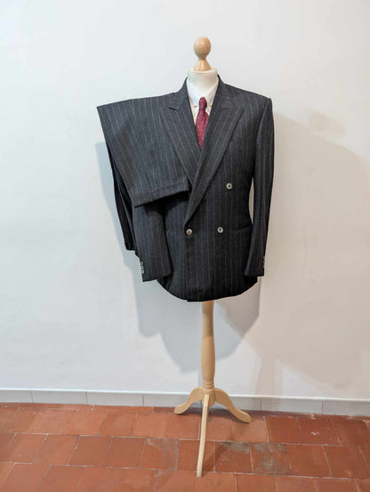 Vilain costume croisé chalkstripe en flanelle lourde