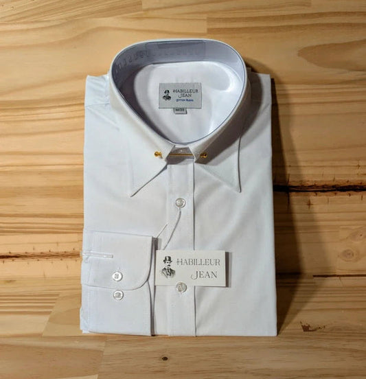 Chemise col à épingle écarté en coton mélangé