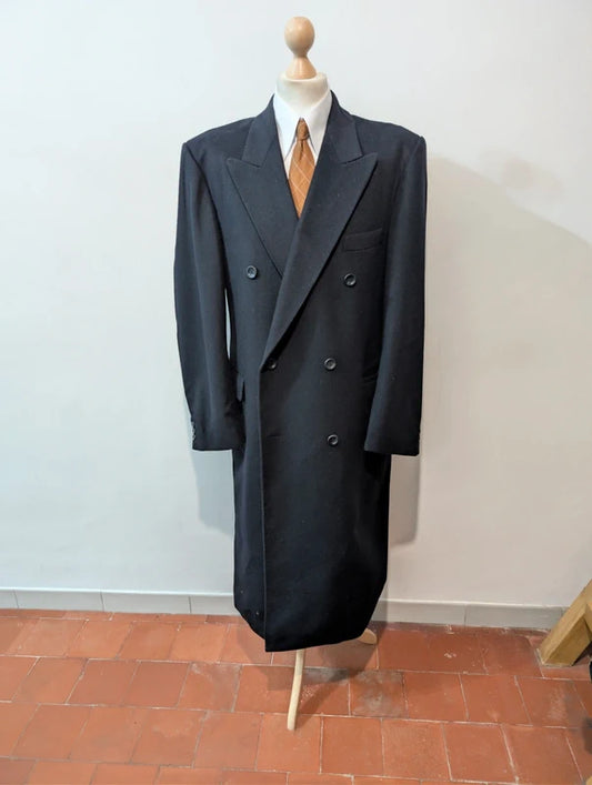 Robuste manteau croisé bleu marine en laine