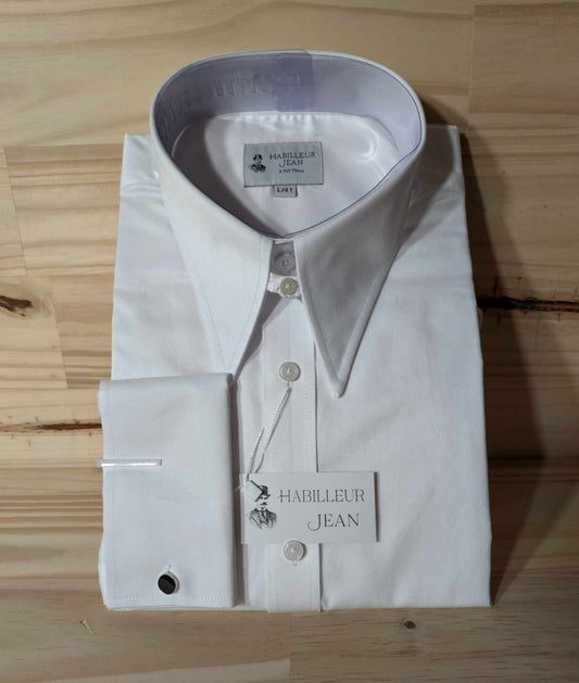 Chemise à languette proche blanche en twill double retors