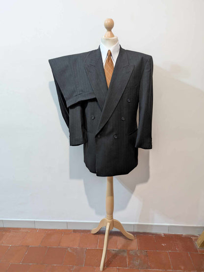 Méchant costume croisé pinstripe en laine