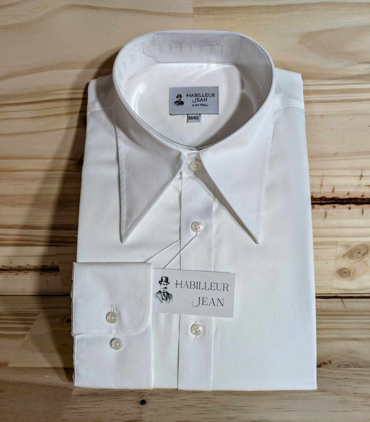 Double-twisted cotton point collar shirt