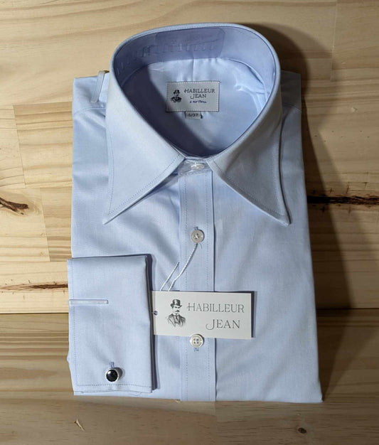 Chemise Bleue col français double retors