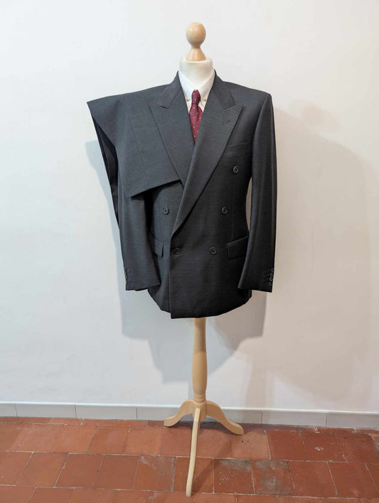 Adorable costume croisé gris en laine