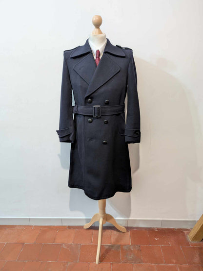 Magnifique trench coat bleu marine en laine