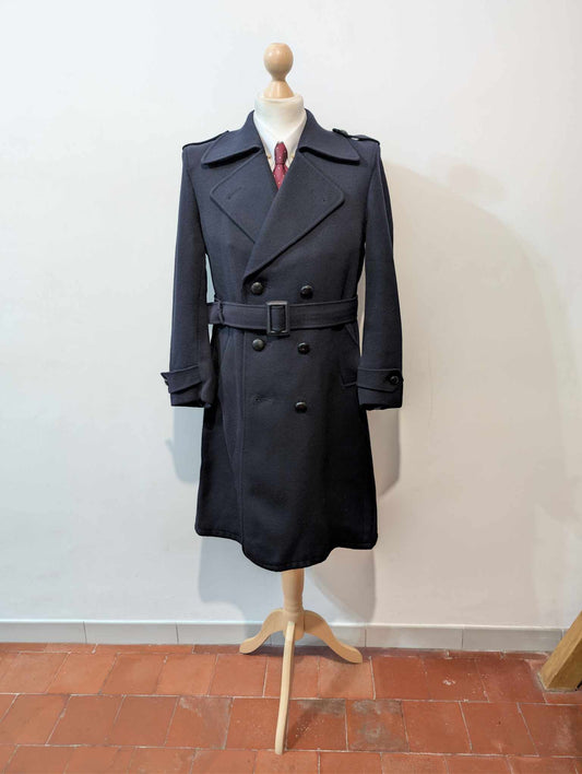 Magnifique trench coat bleu marine en laine