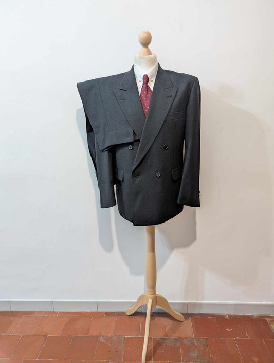 Classique costume croisé gris en laine