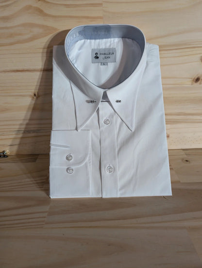 Cotton shirt with 10cm pin-point collar