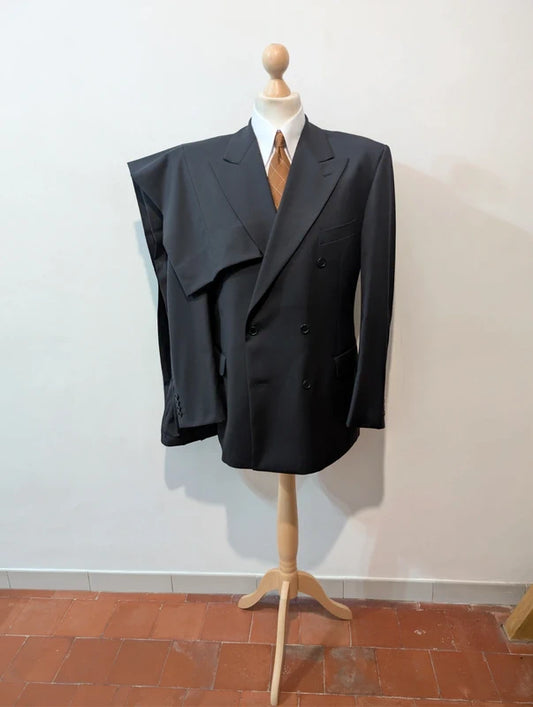 Eleganter marineblauer Zweireiheranzug aus Wolle