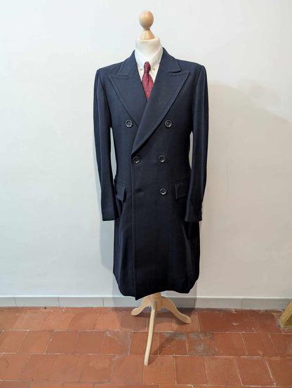 Fantastique manteau croisé de couleur bleu marine en laine