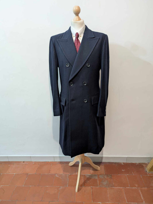 Fantastique manteau croisé de couleur bleu marine en laine