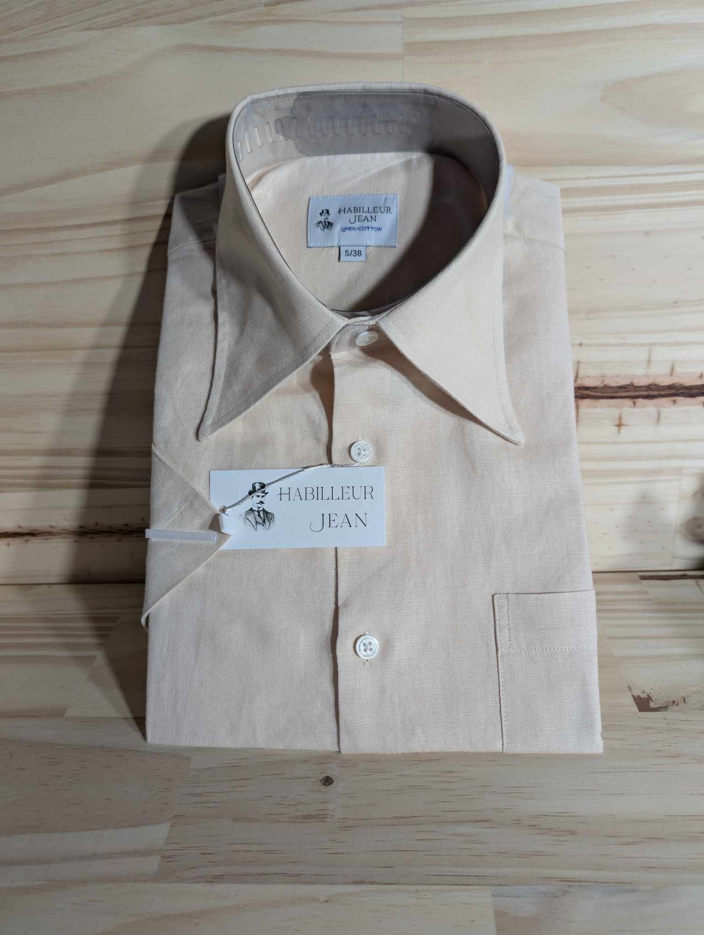 Chemise col français en lin et coton vintage