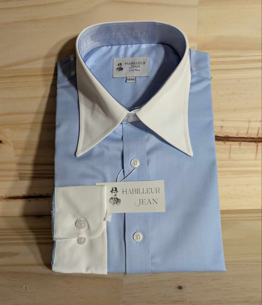 Chemise col français contrasté double retors