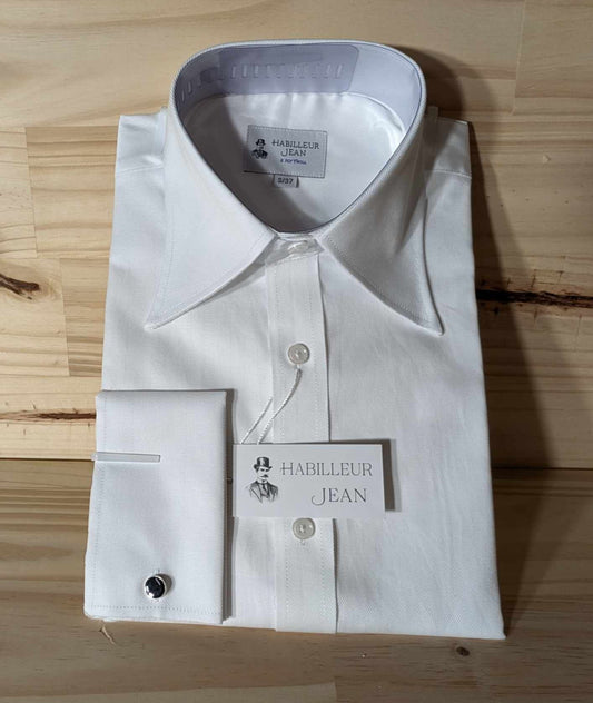 Chemise Blanche à Chevron col français double retors