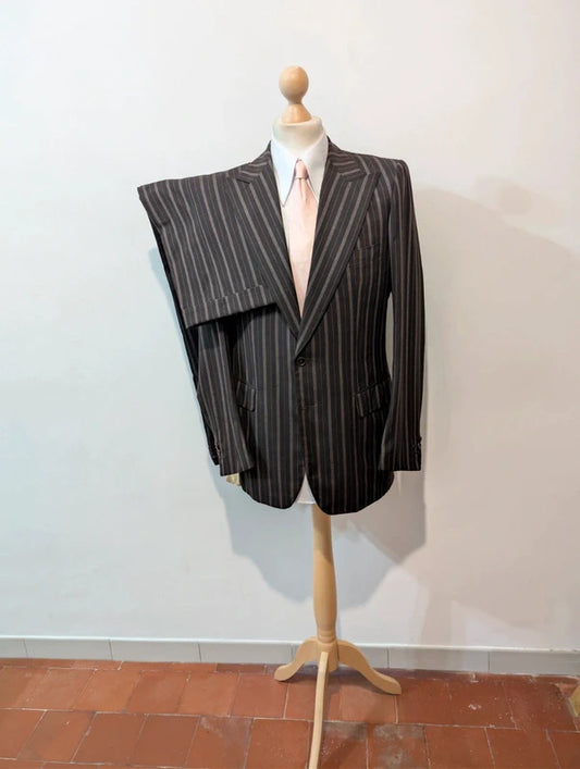 Legendary brown pinstripe wool suit