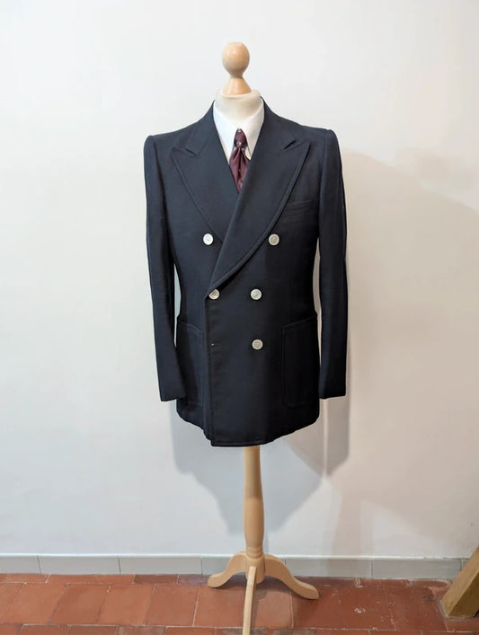 Fabulous navy blue wool double-breasted jacket