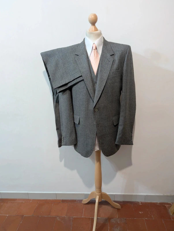 Fabulous heavy flannel grey 3 piece suit