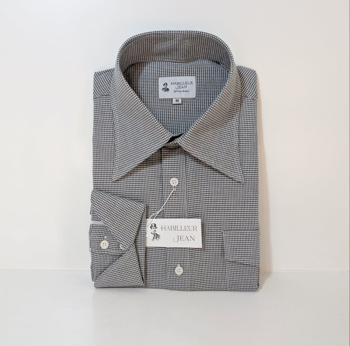 Chemise popover en flanelle à motif pied-de-poule noir
