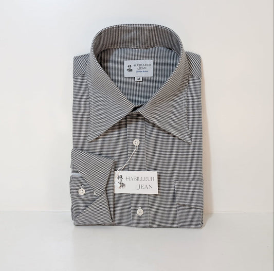 Black Houndstooth Flannel Popover Shirt