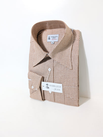 Chemise en flanelle à motif pied-de-poule marron clair