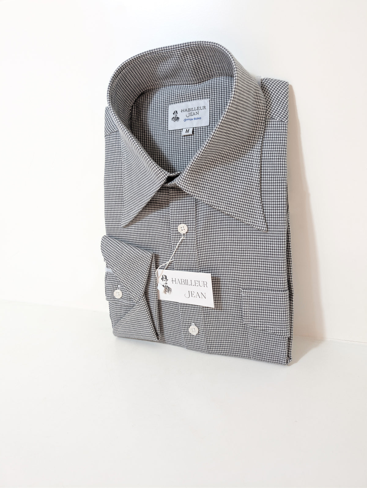 Chemise popover en flanelle à motif pied-de-poule noir