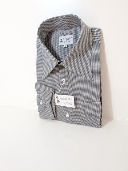 Chemise popover en flanelle à motif pied-de-poule noir