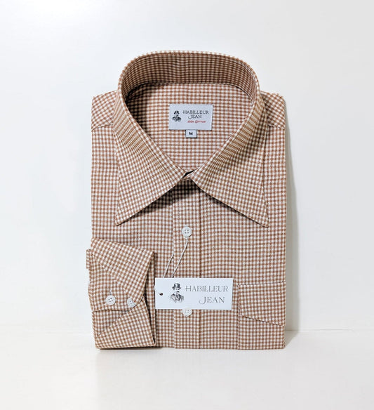 Light brown houndstooth flannel shirt