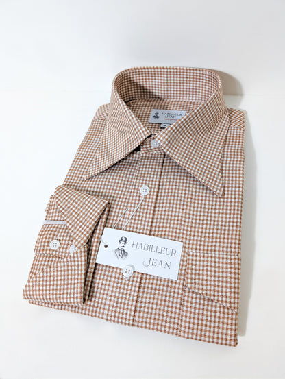 Chemise en flanelle à motif pied-de-poule marron clair