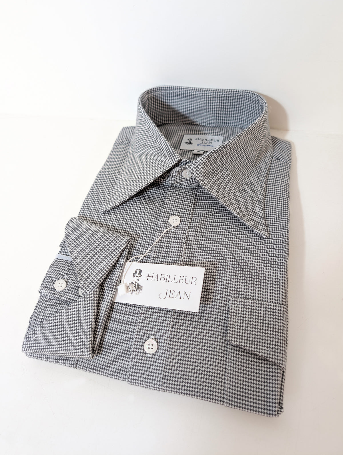 Chemise popover en flanelle à motif pied-de-poule noir