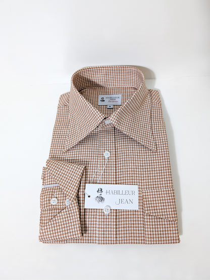 Chemise en flanelle à motif pied-de-poule marron clair