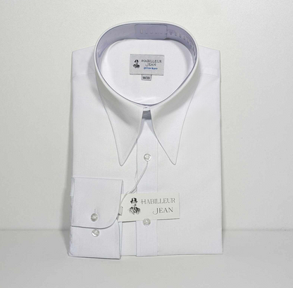 Cotton blend point collar shirt