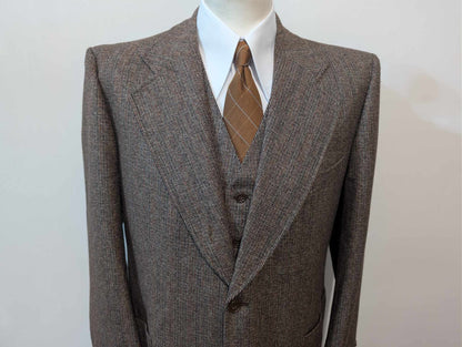 Génial costume 3 pièces marron en tweed