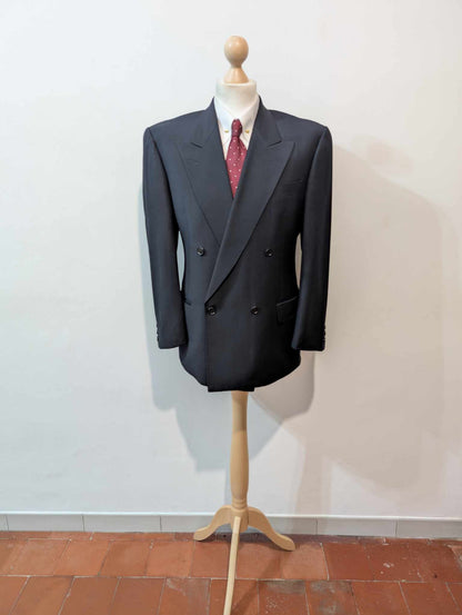 Redoutable costume croisé bleu marine en laine