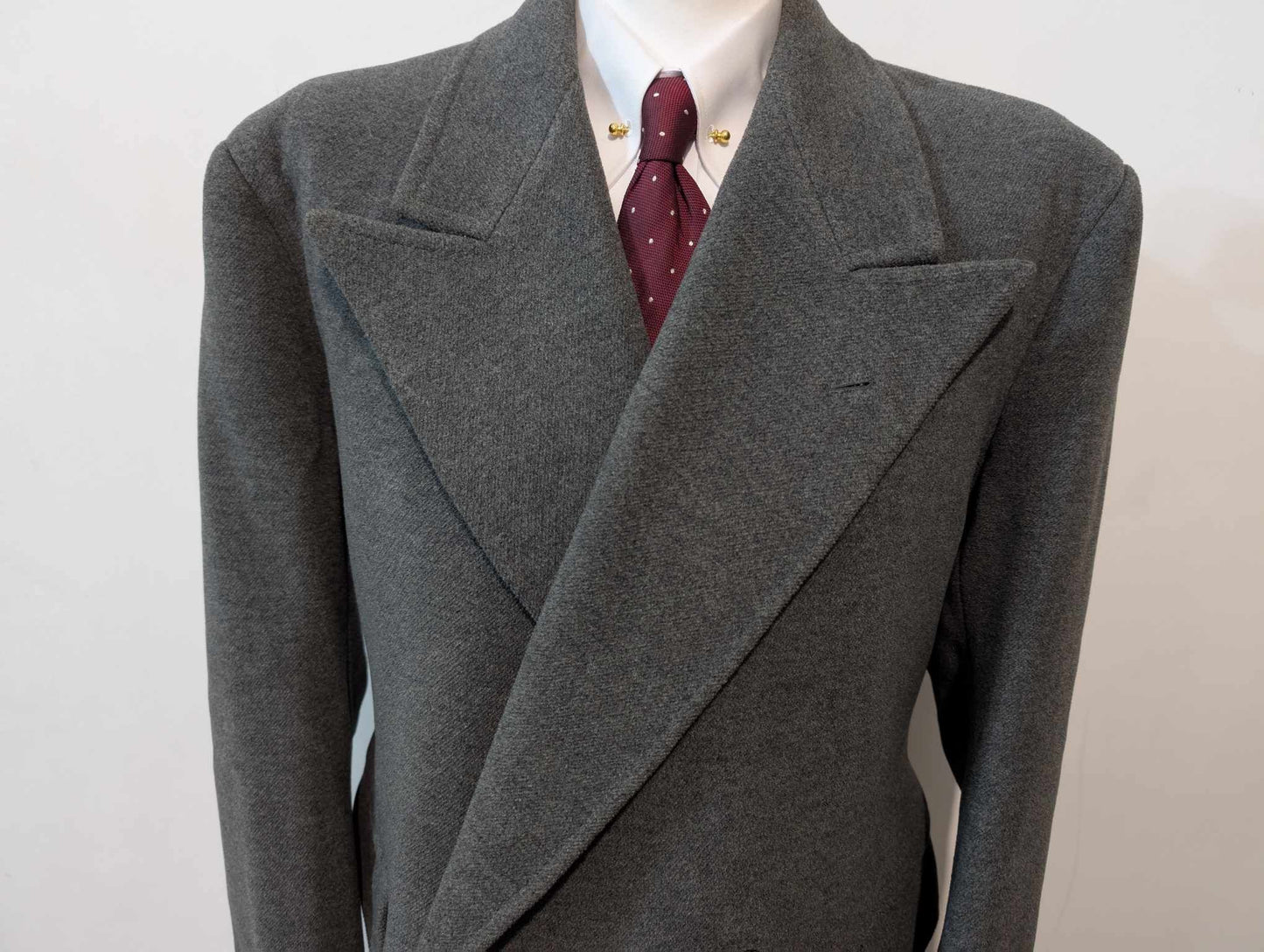 Ancien manteau croisé bespoke en laine épaisse