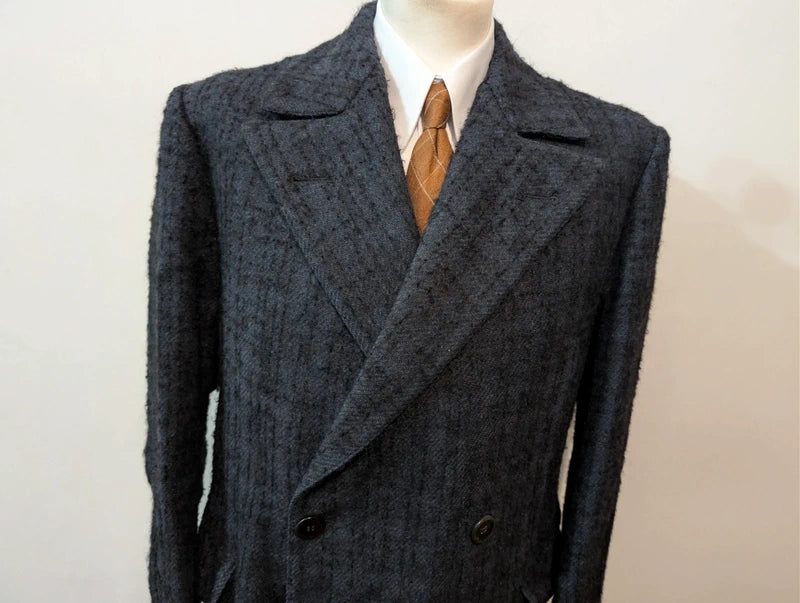 Wunderschöner marineblauer Tweedmantel