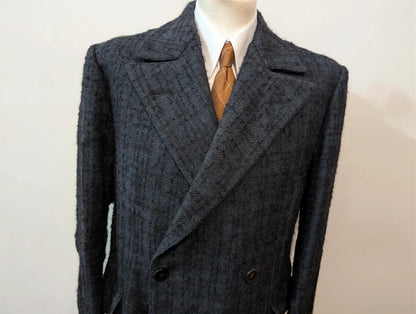 Wunderschöner marineblauer Tweedmantel