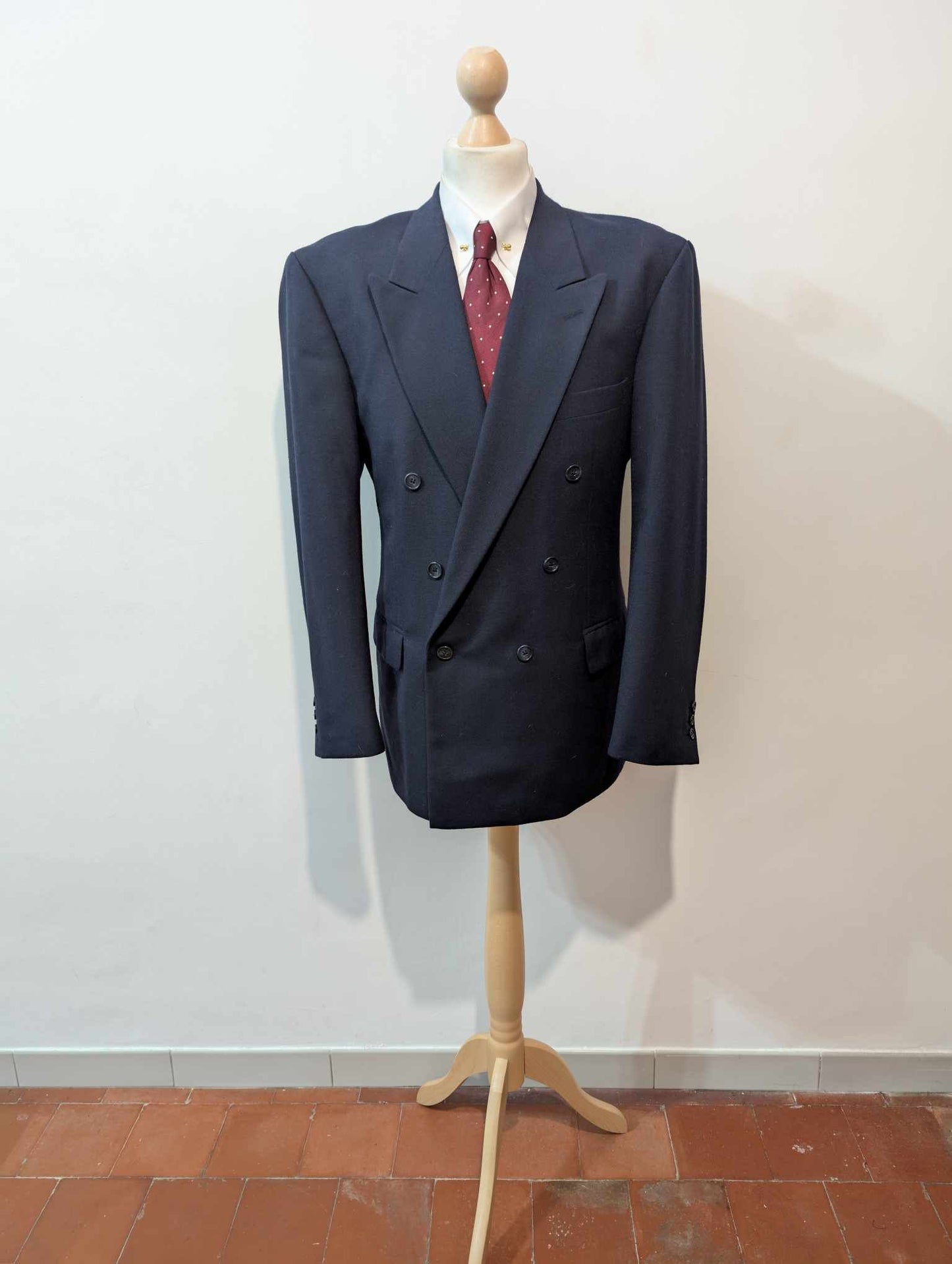 Chouet costume croisé bleu marine en laine