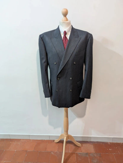 Élégant costume croisé chalkstripe en laine
