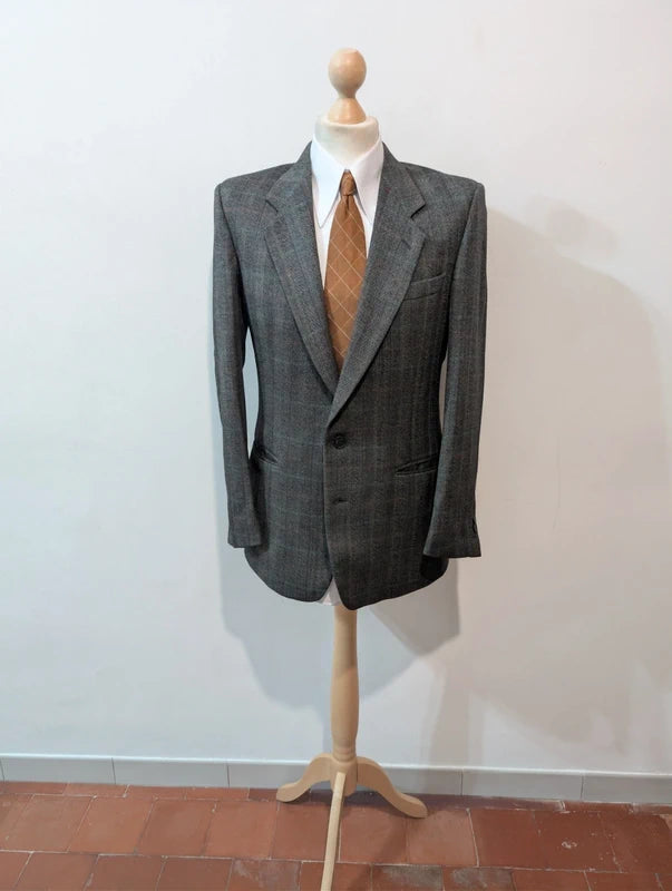 Ancien costume gris a carreaux en laine