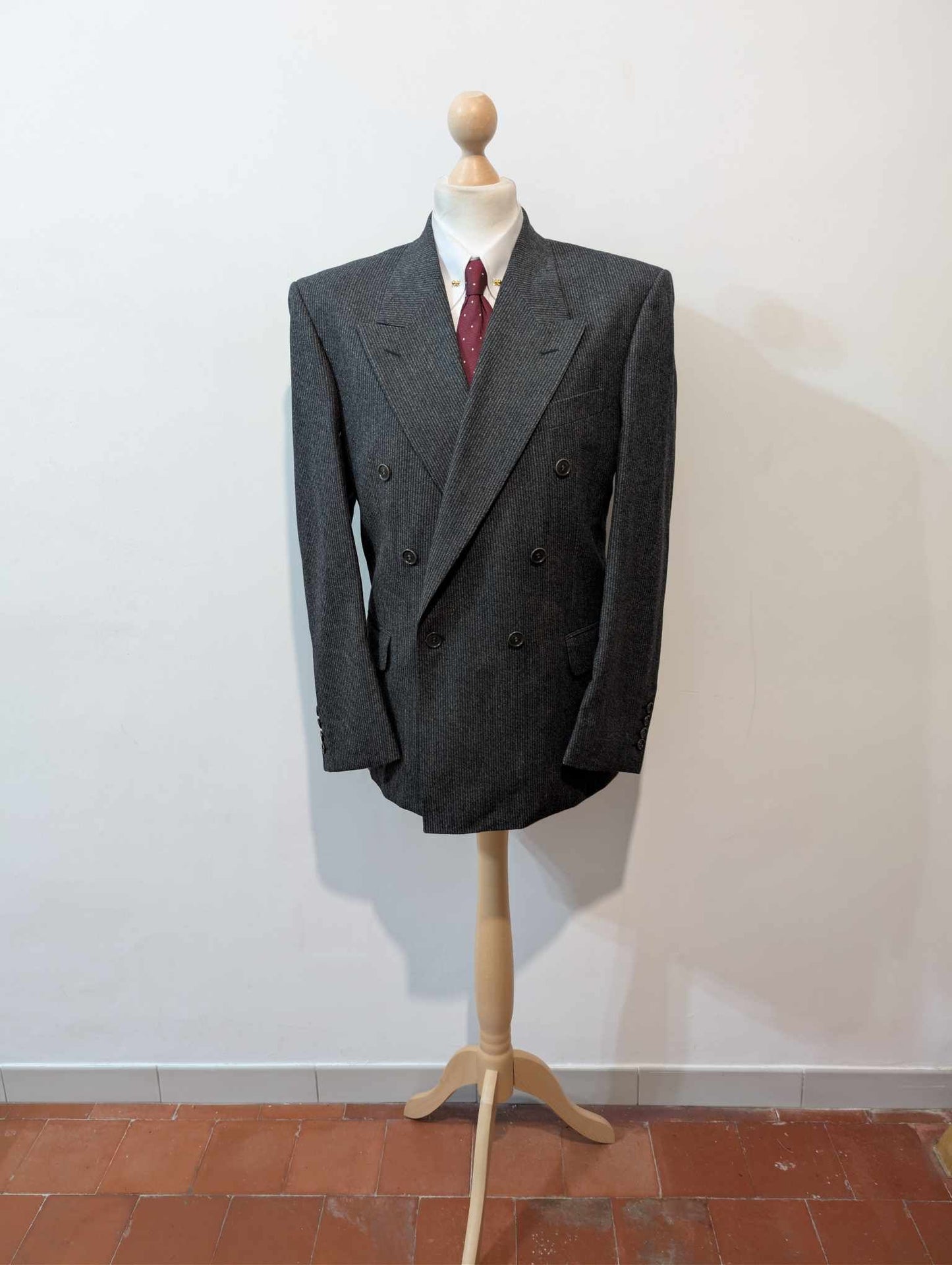 Fantastique costume croisé en flanelle de laine