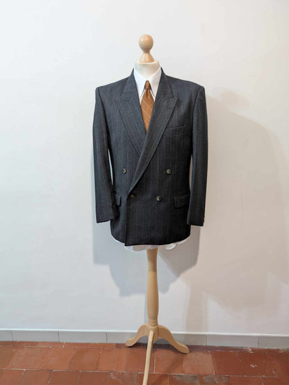 Méchant costume croisé chalkstripe en flanelle de laine