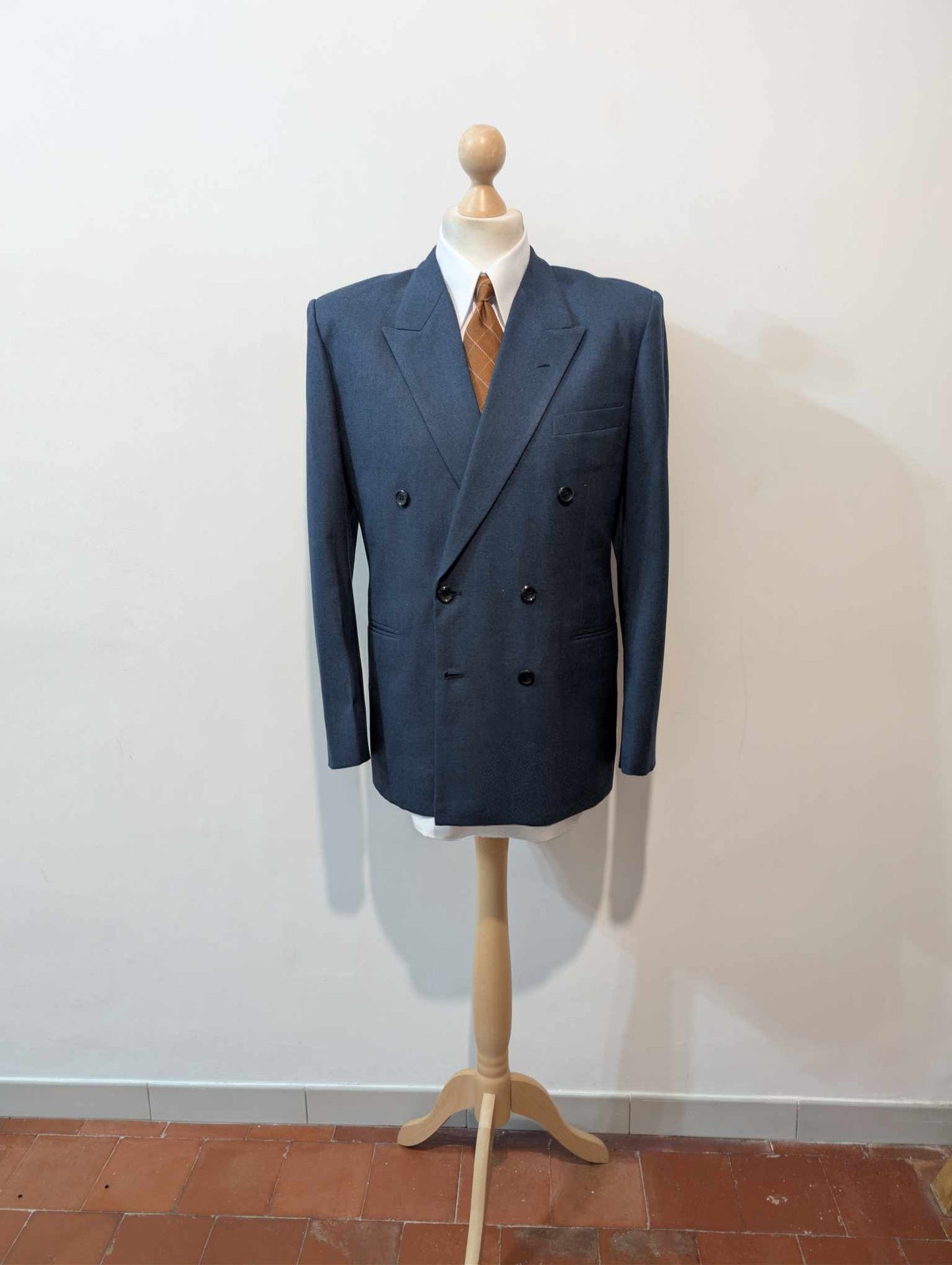 Superbe costume croisé bleu marine en laine