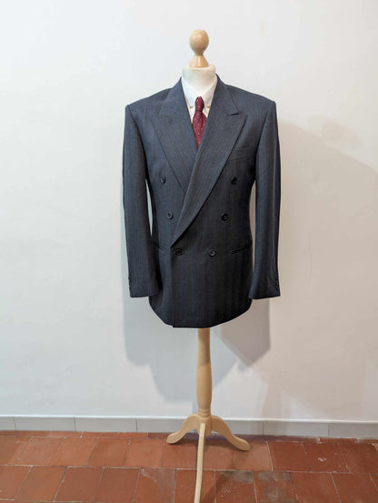 Fantastique costume croisé à rayures en laine